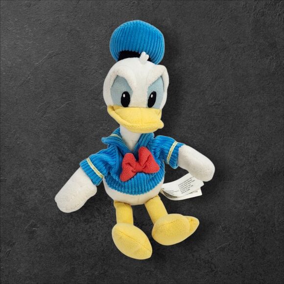 Disney Donald Duck Plush Corduroy Hat Shirt Red Bow Tie 10 Inch Stuffed Toy - Picture 2 of 7